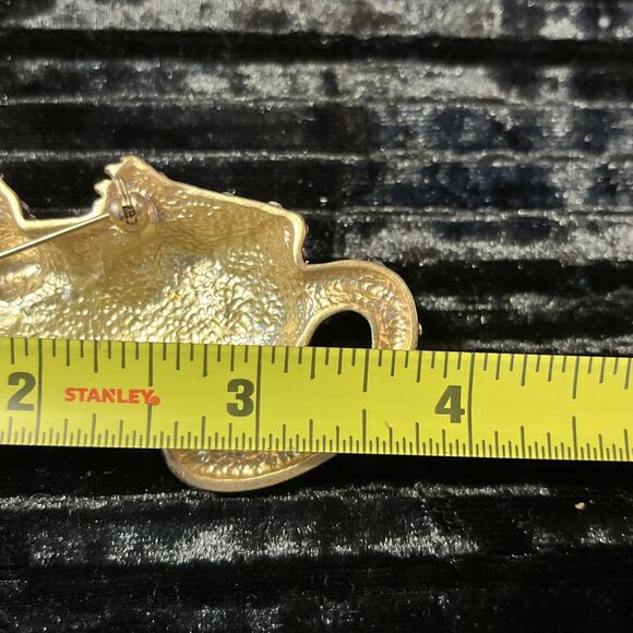 Vintage Gold Tone Big Cat Stalking Panther Cheetah Leopard Rhinestone Pin Brooch - Picture 9 of 9